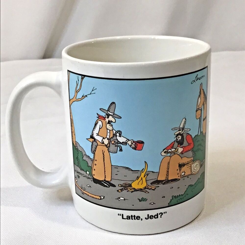 Vtg The Far Side Cowboy Latte Jed Coffee Mug Cup 1991 Gary Larson